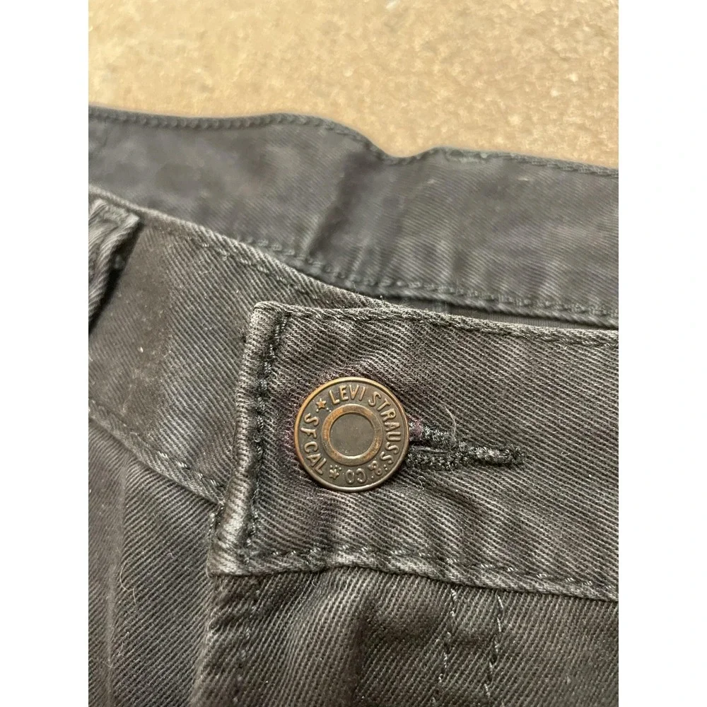 Levis 505 Shorts Mens 34 x 12‎ Black Denim Regular Fit Bermuda Dark Wash Zip Fly